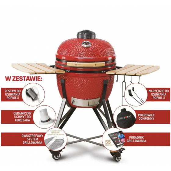 Grill ceramiczny Kamado Bono Media Czerwony